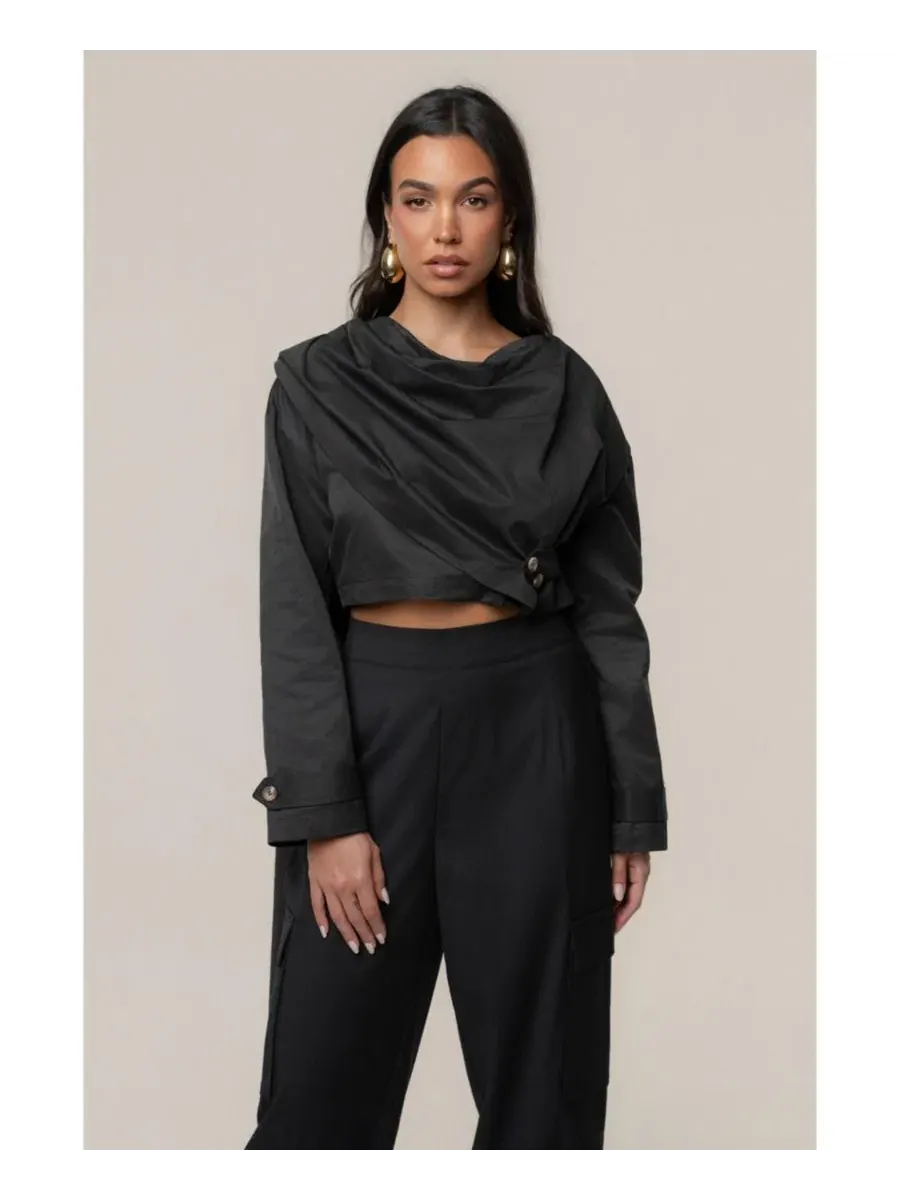 Комплект из накидки и карго-брюк Next Level Cape Jacket and Autumn Flow Cargo Pants JLUXLABEL — изображение 2 из 5, черный