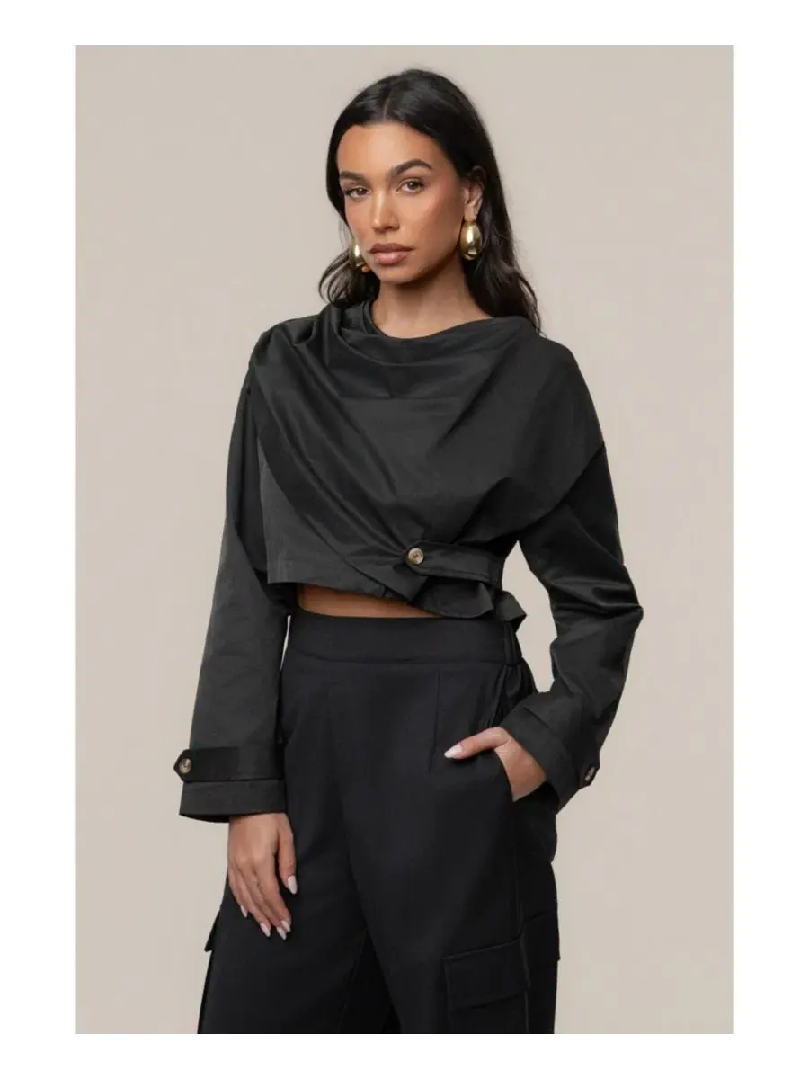 Комплект из накидки и карго-брюк Next Level Cape Jacket and Autumn Flow Cargo Pants JLUXLABEL — изображение 4 из 5, черный
