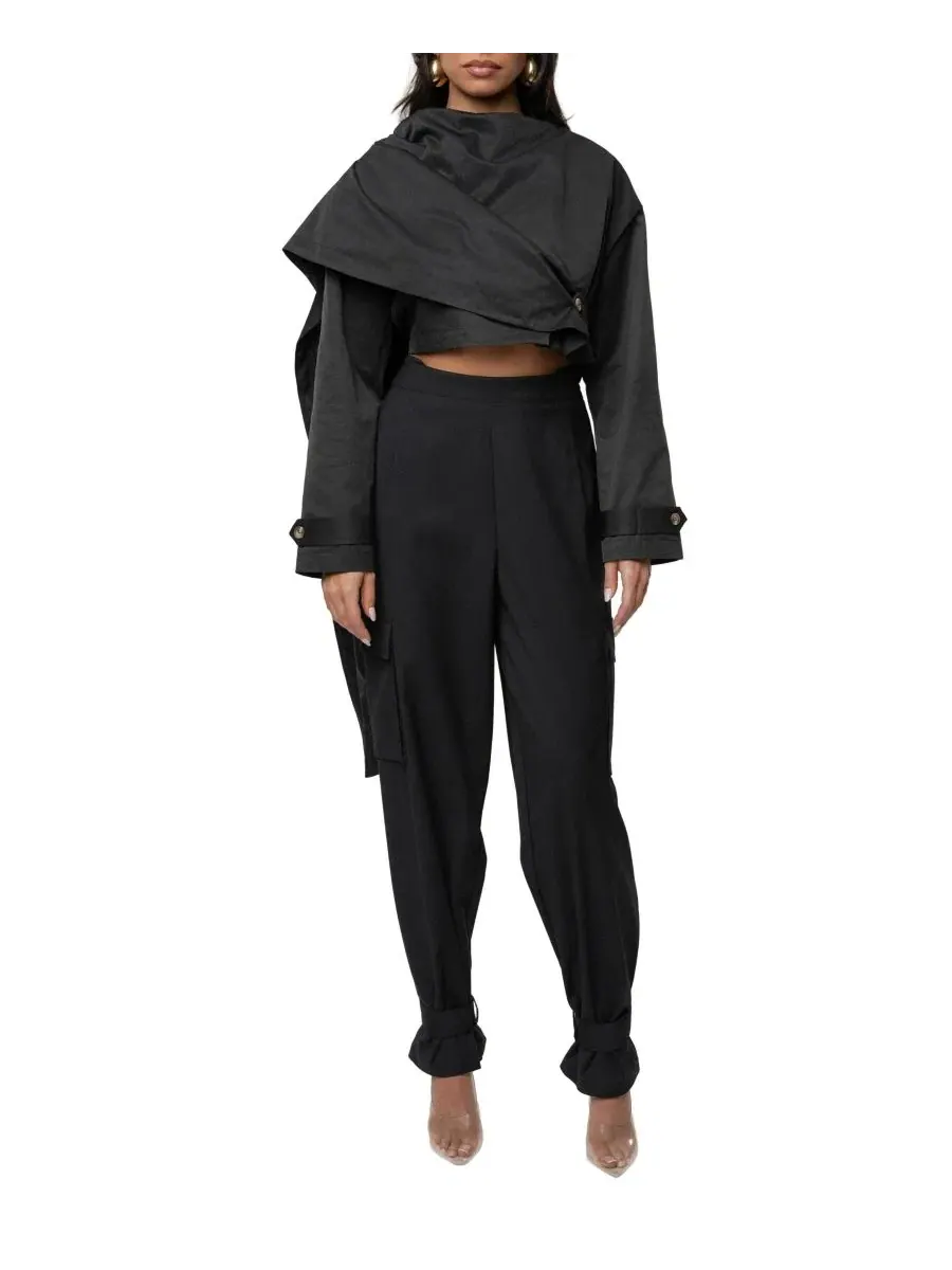 Комплект из накидки и карго-брюк Next Level Cape Jacket and Autumn Flow Cargo Pants JLUXLABEL — изображение 5 из 5, черный