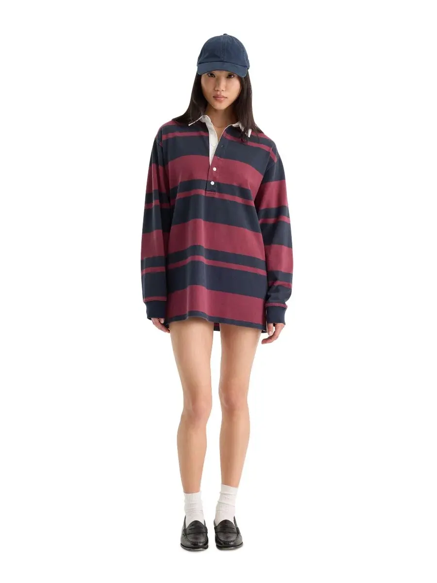 Платье-мини с воротником и длинным рукавом The Rugby Collared Long-Sleeve Mini Dress Good American — изображение 2 из 4
