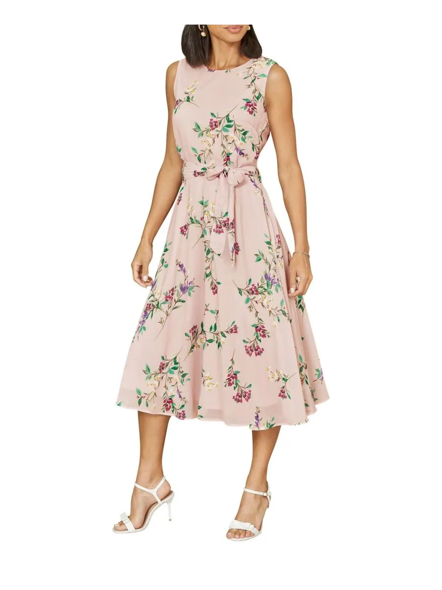Женское миди-платье-скейтер с цветочным принтом Yumi — изображение 3 из 7, розовый
