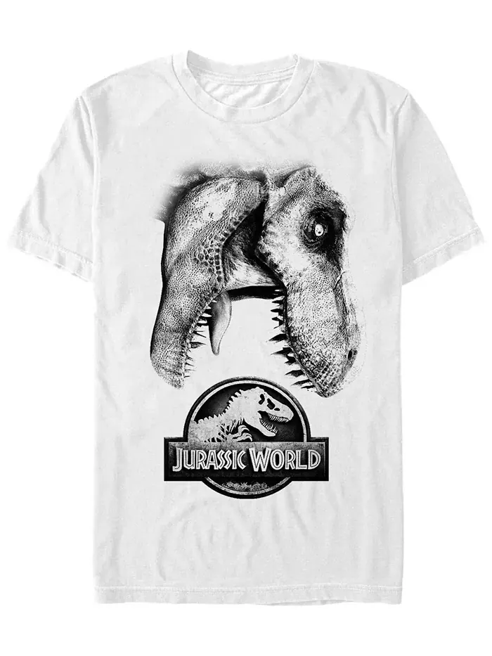 Футболка с коротким рукавом Jurassic World для мужчин с неоновым тропическим принтом динозавров — изображение 1 из 1, белый