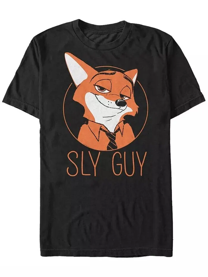 Мужская футболка Disney Zootopia Nick Wilde Sly Guy Fox с коротким рукавом Fifth Sun — изображение 1 из 1, черный