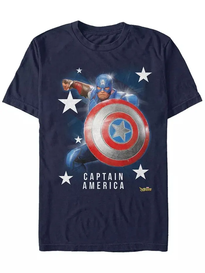 Футболка с коротким рукавом Marvel Men's Captain America Super Shield Fifth Sun — изображение 1 из 1, темно-синий