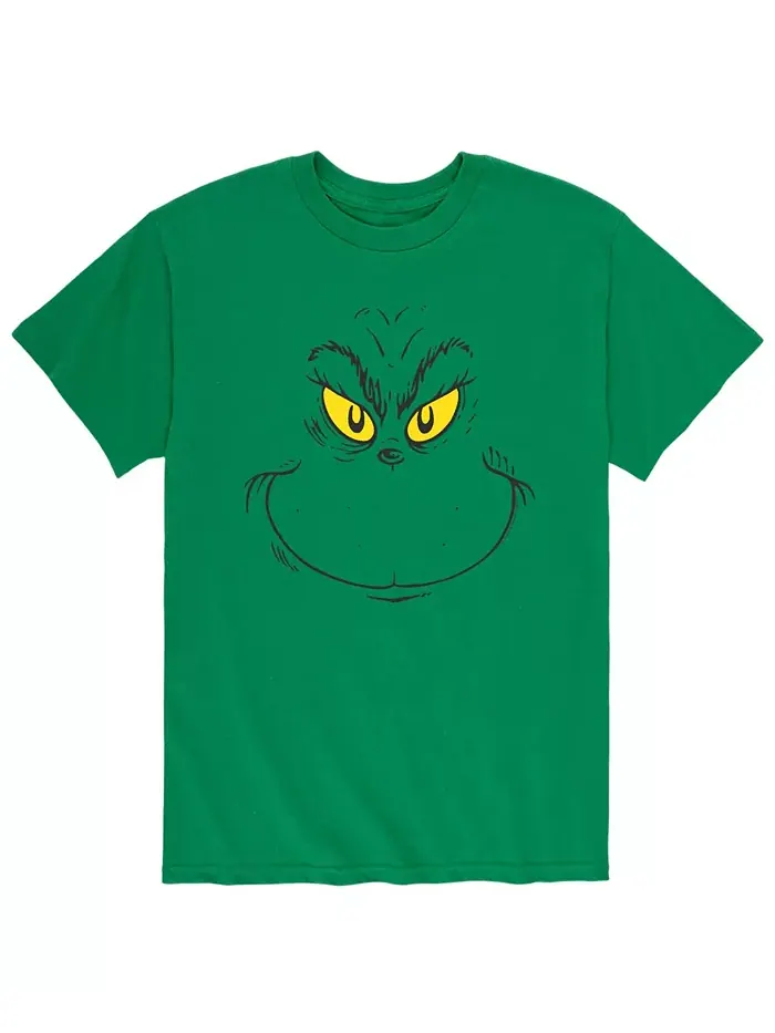 Мужская футболка Dr. Seuss The Grinch Face AIRWAVES — изображение 1 из 2, зеленый