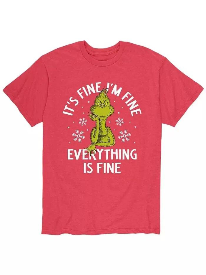Мужская футболка Dr. Seuss The Grinch It's Fine AIRWAVES — изображение 1 из 2, красный