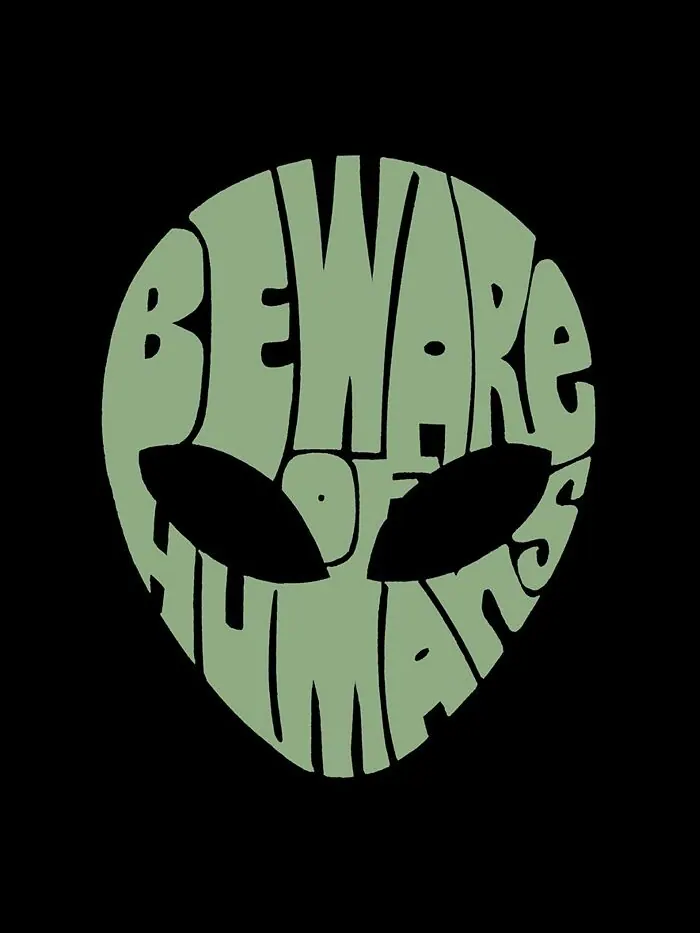 Мужская футболка с коротким рукавом Beware of Humans Word Art LA Pop Art — изображение 3 из 3, темный серый