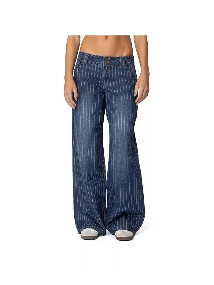 Женские джинсы Cory Striped Low Rise Edikted — изображение 1 из 3, синий