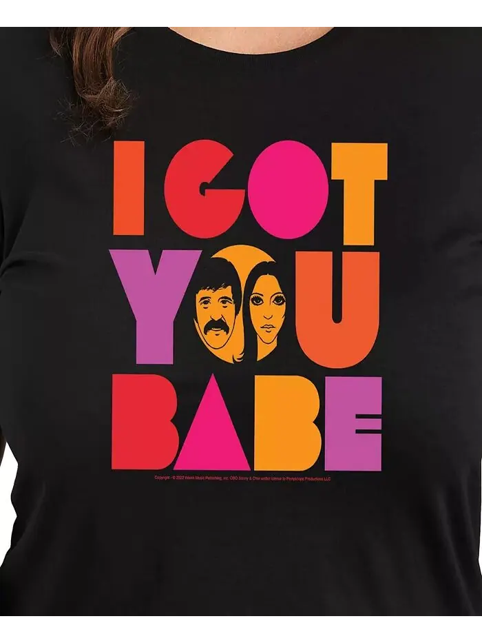 Футболка-пуловер с принтом I Got You Babe размера плюс Hybrid Apparel — изображение 2 из 3, черный