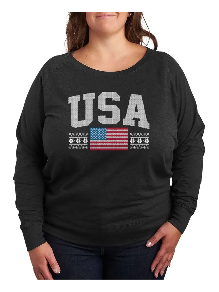 Футболка-пуловер большого размера с надписью "USA Sport Word Art" Hybrid Apparel — изображение 1 из 3, темно-серый