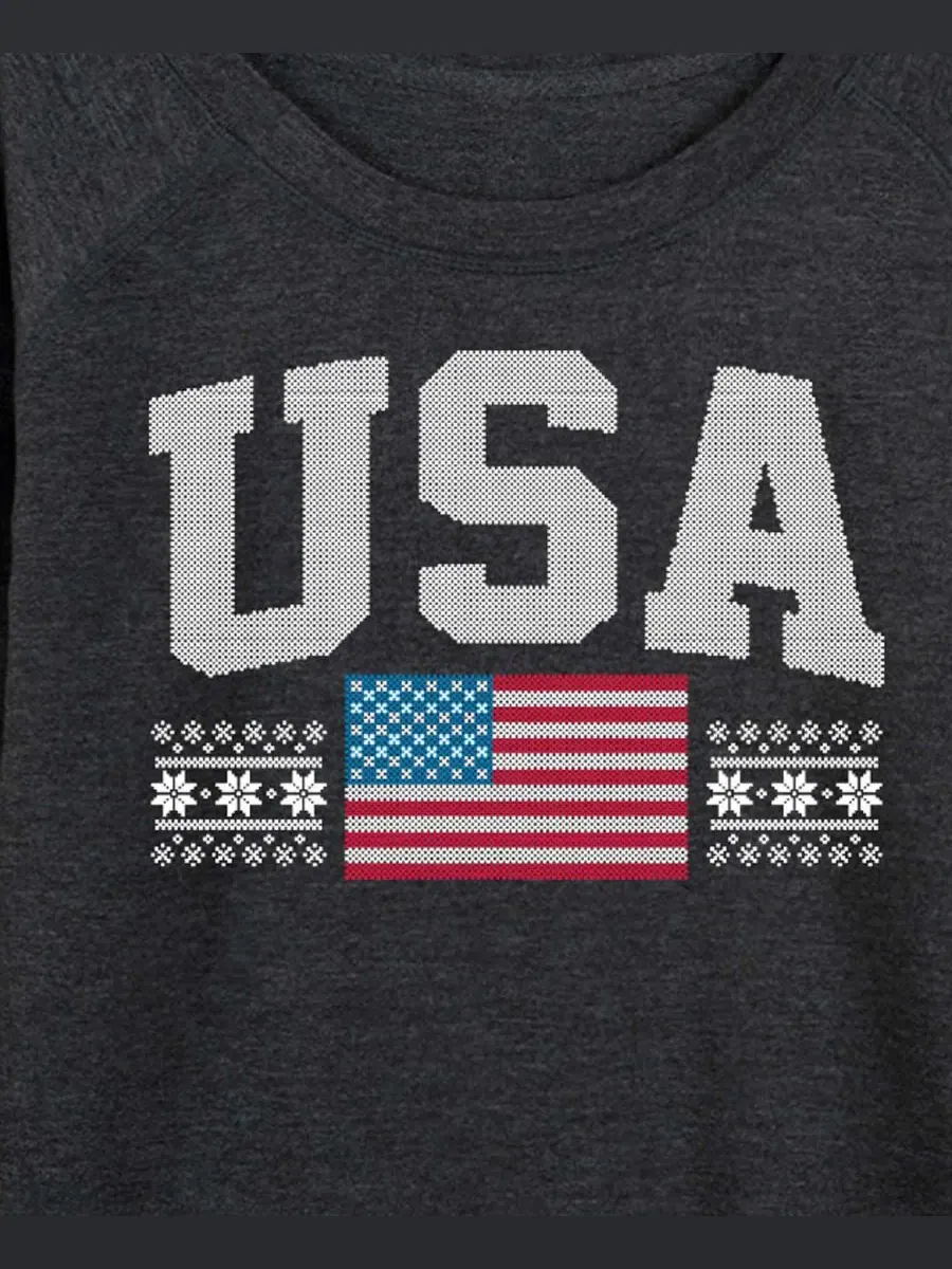 Футболка-пуловер большого размера с надписью "USA Sport Word Art" Hybrid Apparel — изображение 2 из 3, темно-серый