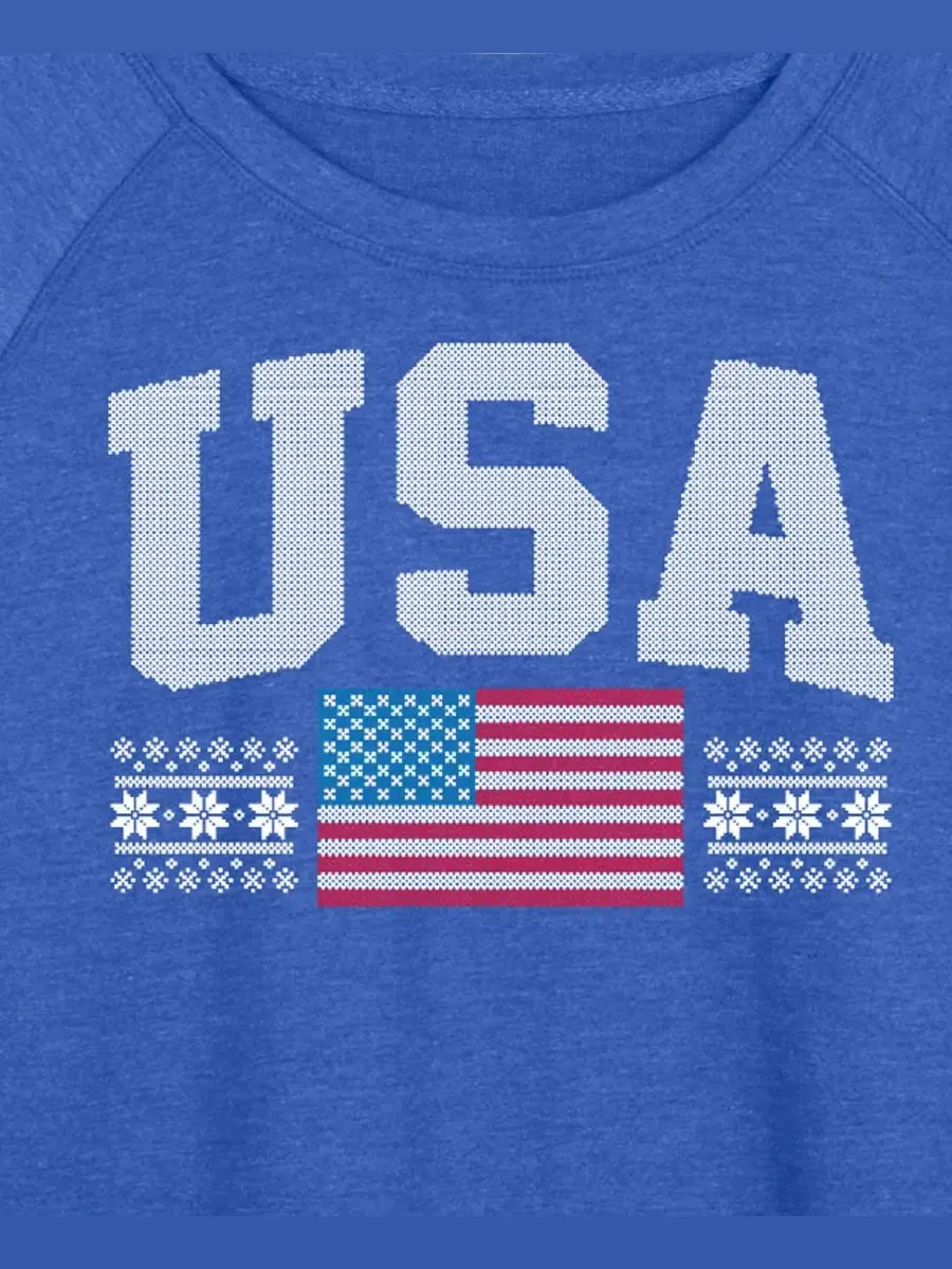 Футболка-пуловер большого размера с надписью "USA Sport Word Art" Hybrid Apparel — изображение 2 из 3, синий
