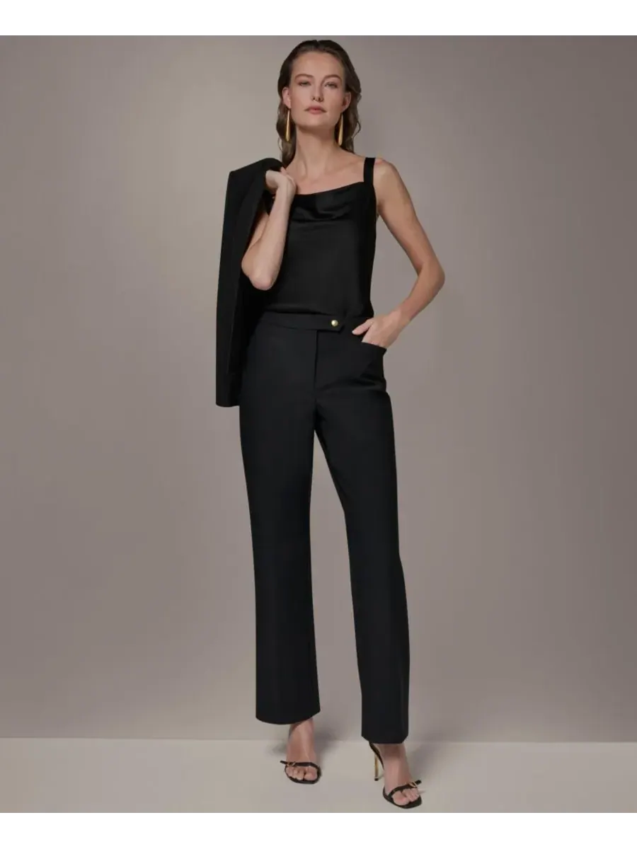 Укороченные брюки средней посадки, расклешенные книзу Donna Karan New York — изображение 2 из 6, черный