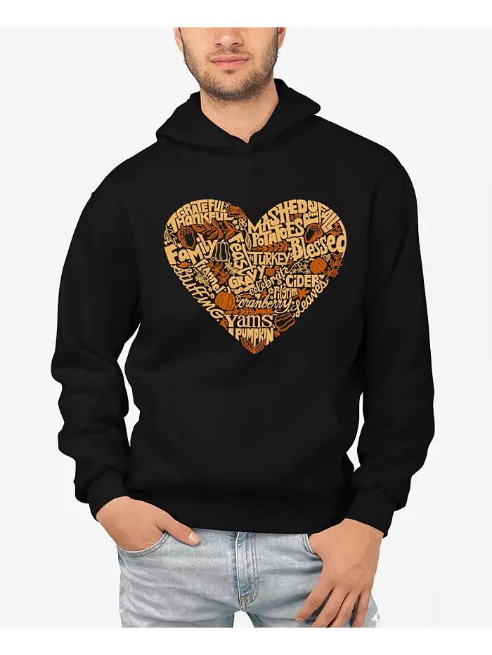 Мужской худи с принтом "Thanksgiving Heart Word Art" LA Pop Art — изображение 1 из 3, черный