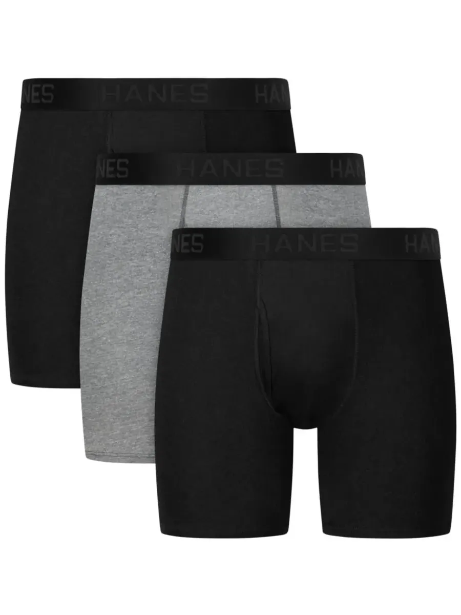 Hanes Мужские боксеры из комфортной смесовой ткани, комплект из 3 штук