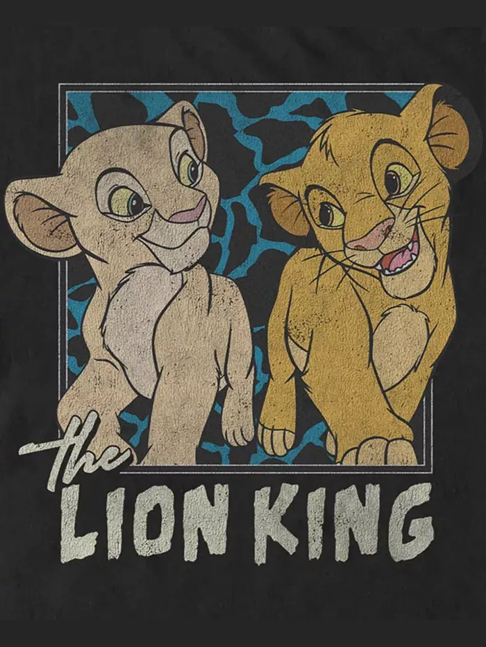 Мужская футболка с коротким рукавом Simba and Nala Lion King — изображение 3 из 3, черный