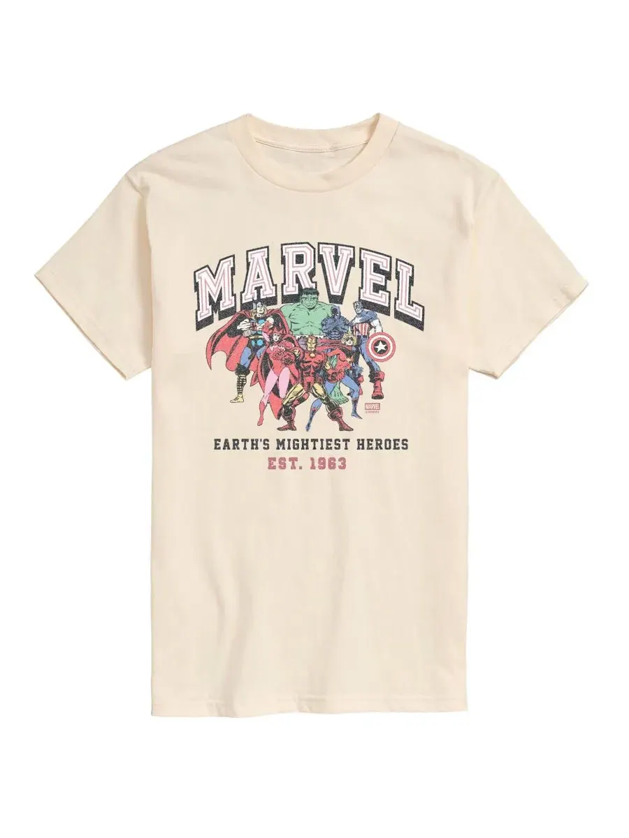 Футболка с коротким рукавом Marvel Collegiate Faded AIRWAVES — изображение 1 из 3, бежевый