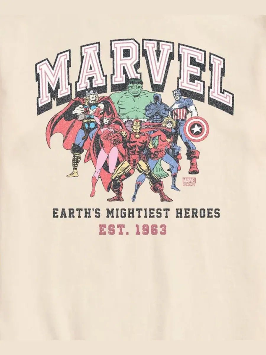 Футболка с коротким рукавом Marvel Collegiate Faded AIRWAVES — изображение 3 из 3, бежевый
