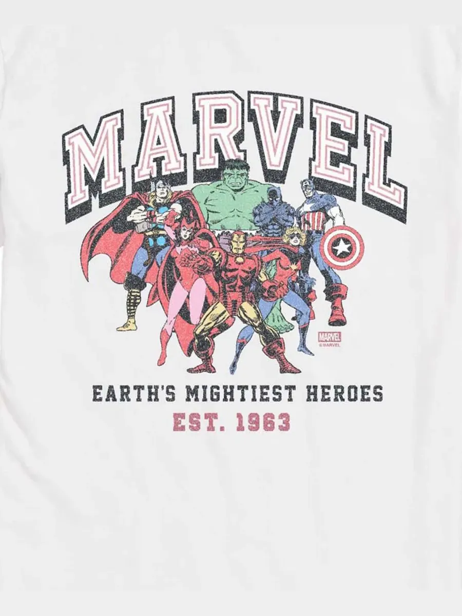 Футболка с коротким рукавом Marvel Collegiate Faded AIRWAVES — изображение 3 из 3, белый