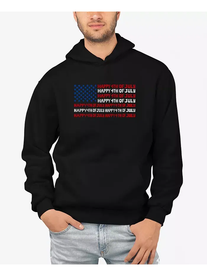 Мужская толстовка с капюшоном Happy 4th Of July Word Art LA Pop Art — изображение 1 из 3, черный