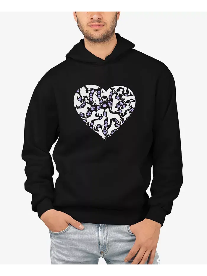 Мужской худи с принтом "Dog Heart Word Art" LA Pop Art — изображение 1 из 3, черный