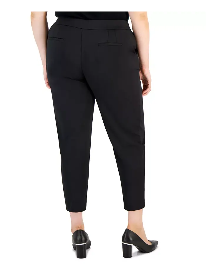 Брюки Ponte Plus Size со средней посадкой и швами спереди Tahari ASL — изображение 2 из 4, черный