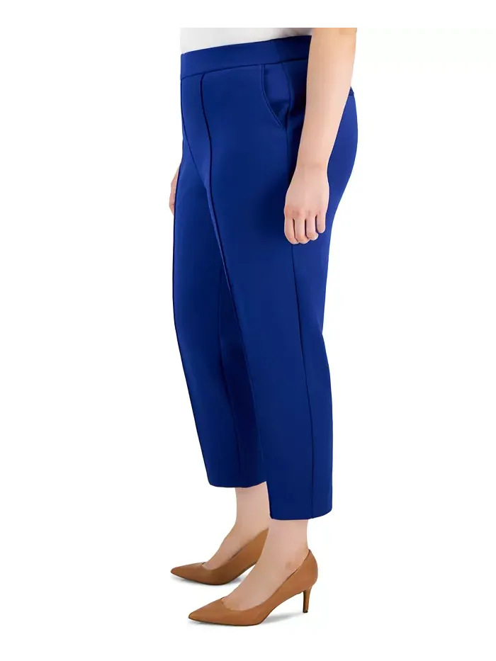 Брюки Ponte Plus Size со средней посадкой и швами спереди Tahari ASL — изображение 3 из 4, синий
