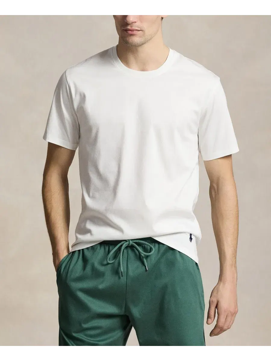 Мужская пижамная футболка с коротким рукавом Polo Ralph Lauren — изображение 1 из 4, белый/темно-синий