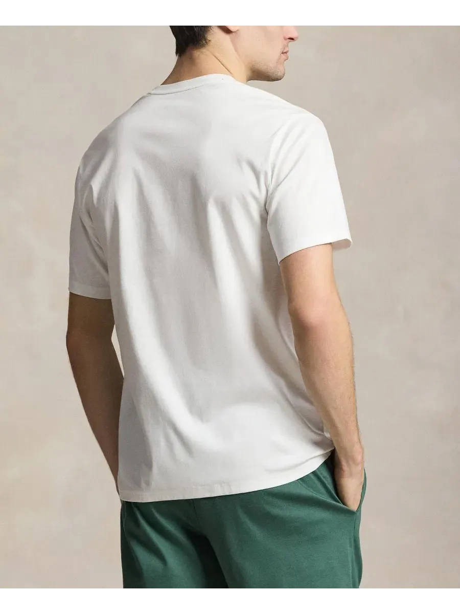 Мужская пижамная футболка с коротким рукавом Polo Ralph Lauren — изображение 3 из 4, белый/темно-синий