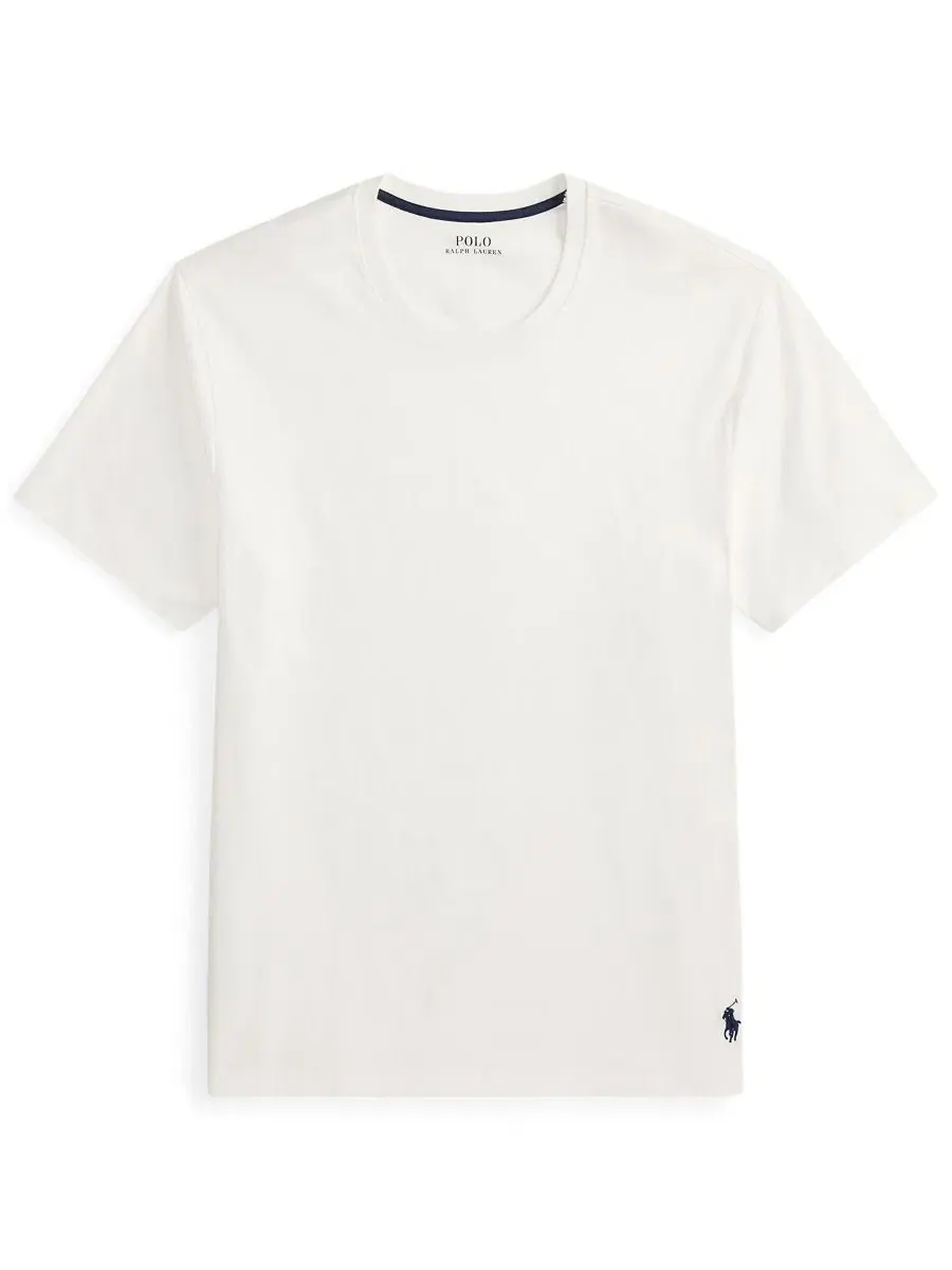 Мужская пижамная футболка с коротким рукавом Polo Ralph Lauren — изображение 4 из 4, белый/темно-синий