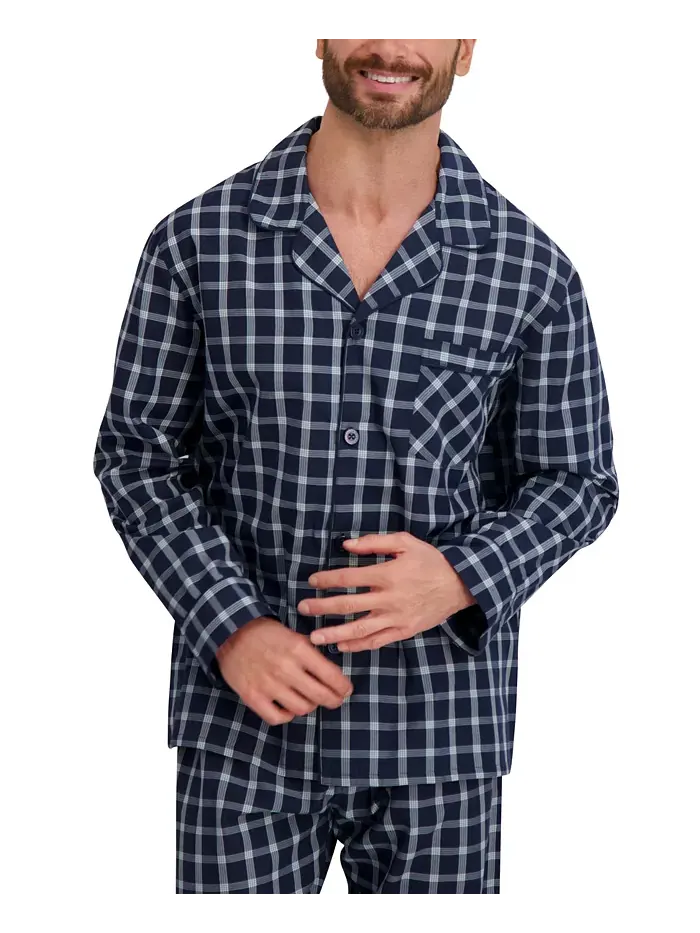 Мужской пижамный комплект с плетеными пуговицами Hanes — изображение 2 из 4, синий