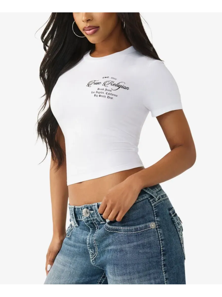 Женская детская футболка с изображением хрустального Будды True Religion — изображение 2 из 3, белый