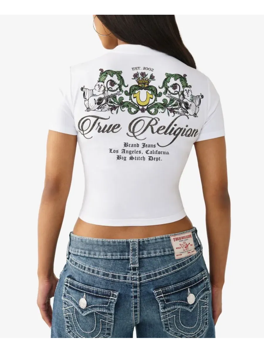 Женская детская футболка с изображением хрустального Будды True Religion — изображение 3 из 3, белый