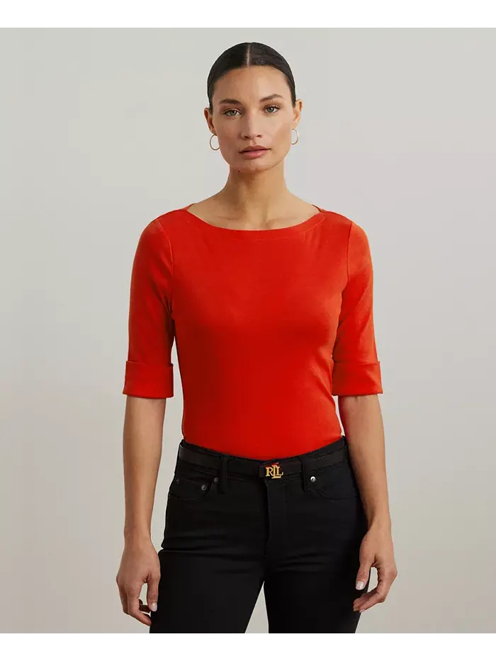 Футболка-лодочка из стрейч-хлопка, PXS - 3X Lauren Ralph Lauren