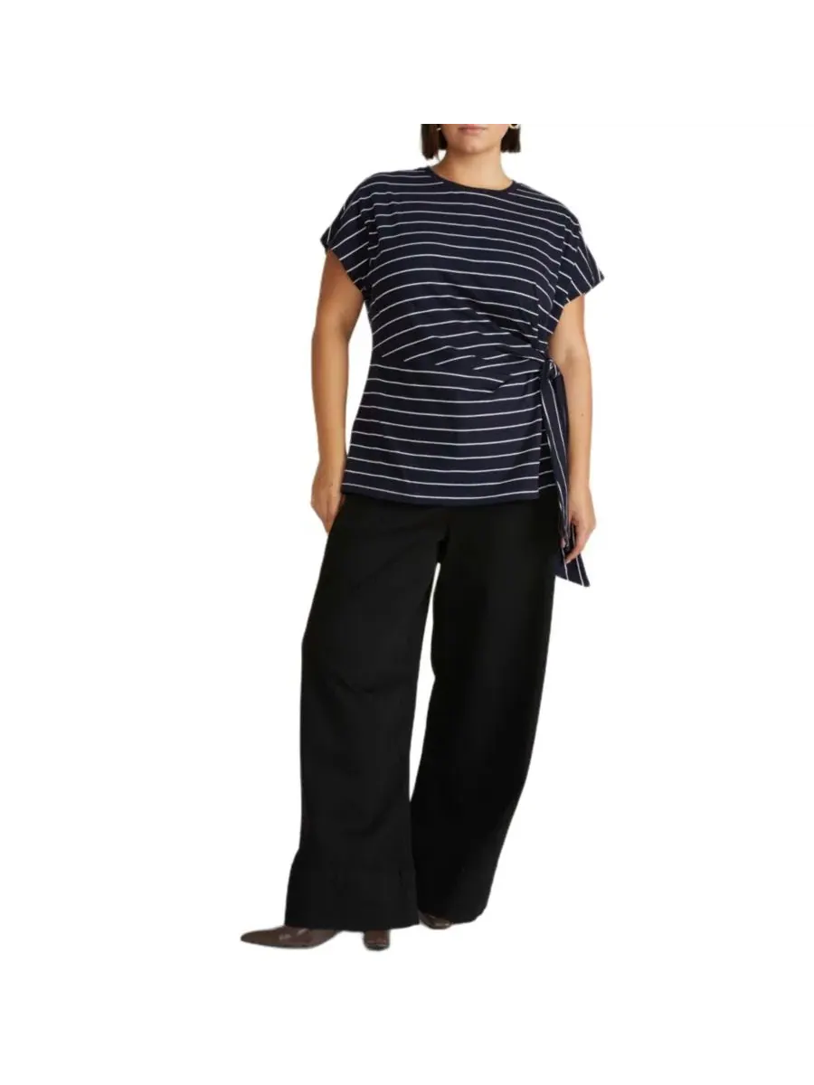Футболка с завязкой Crescent Breton Stripe Universal Standard — изображение 1 из 5, темно-синий