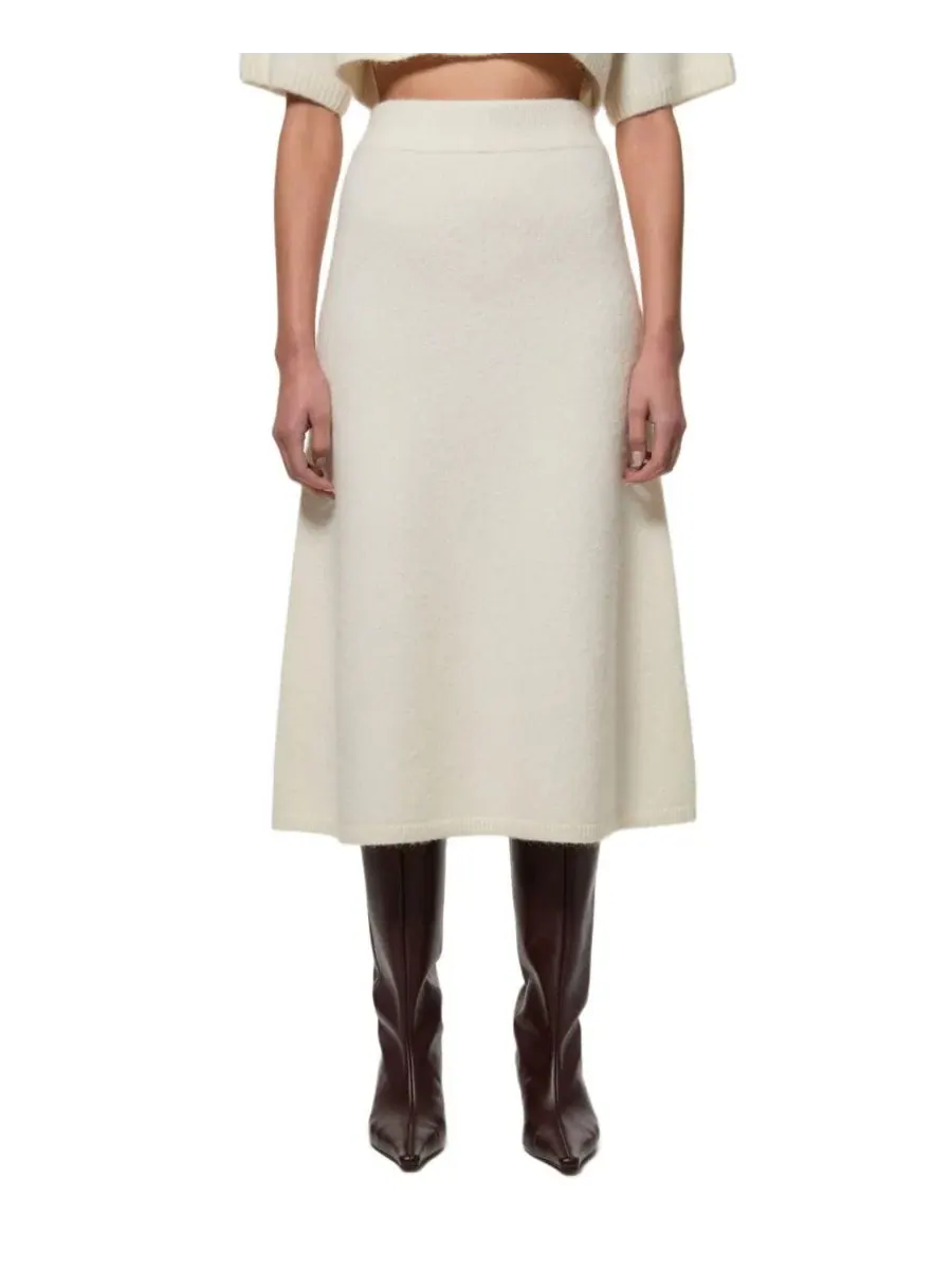 Юбка трикотажная Alpaca Wool Fluffy Full Knit Karen Millen — изображение 1 из 8, белый