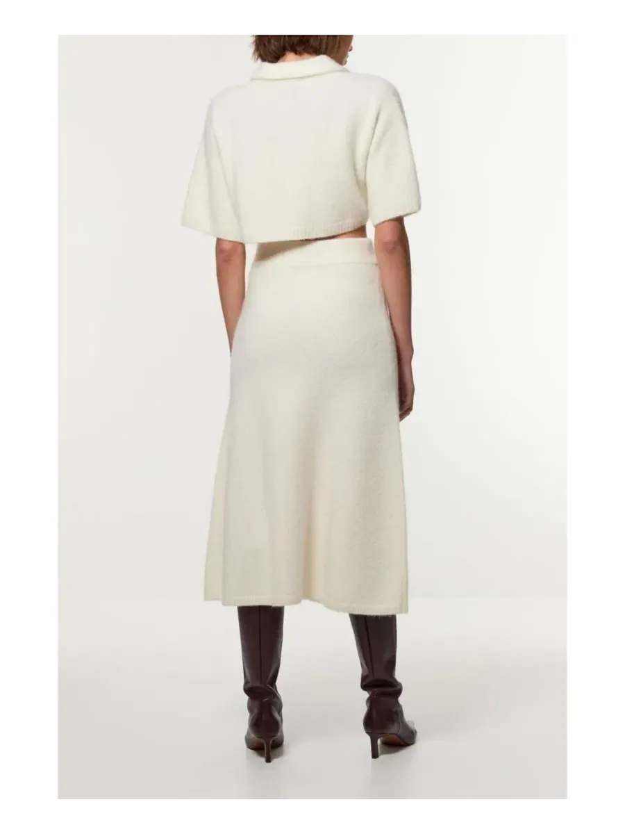 Юбка трикотажная Alpaca Wool Fluffy Full Knit Karen Millen — изображение 2 из 8, белый