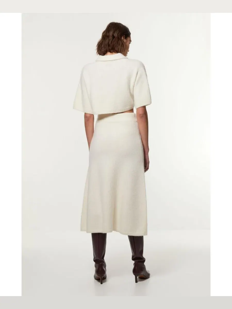 Юбка трикотажная Alpaca Wool Fluffy Full Knit Karen Millen — изображение 5 из 8, белый