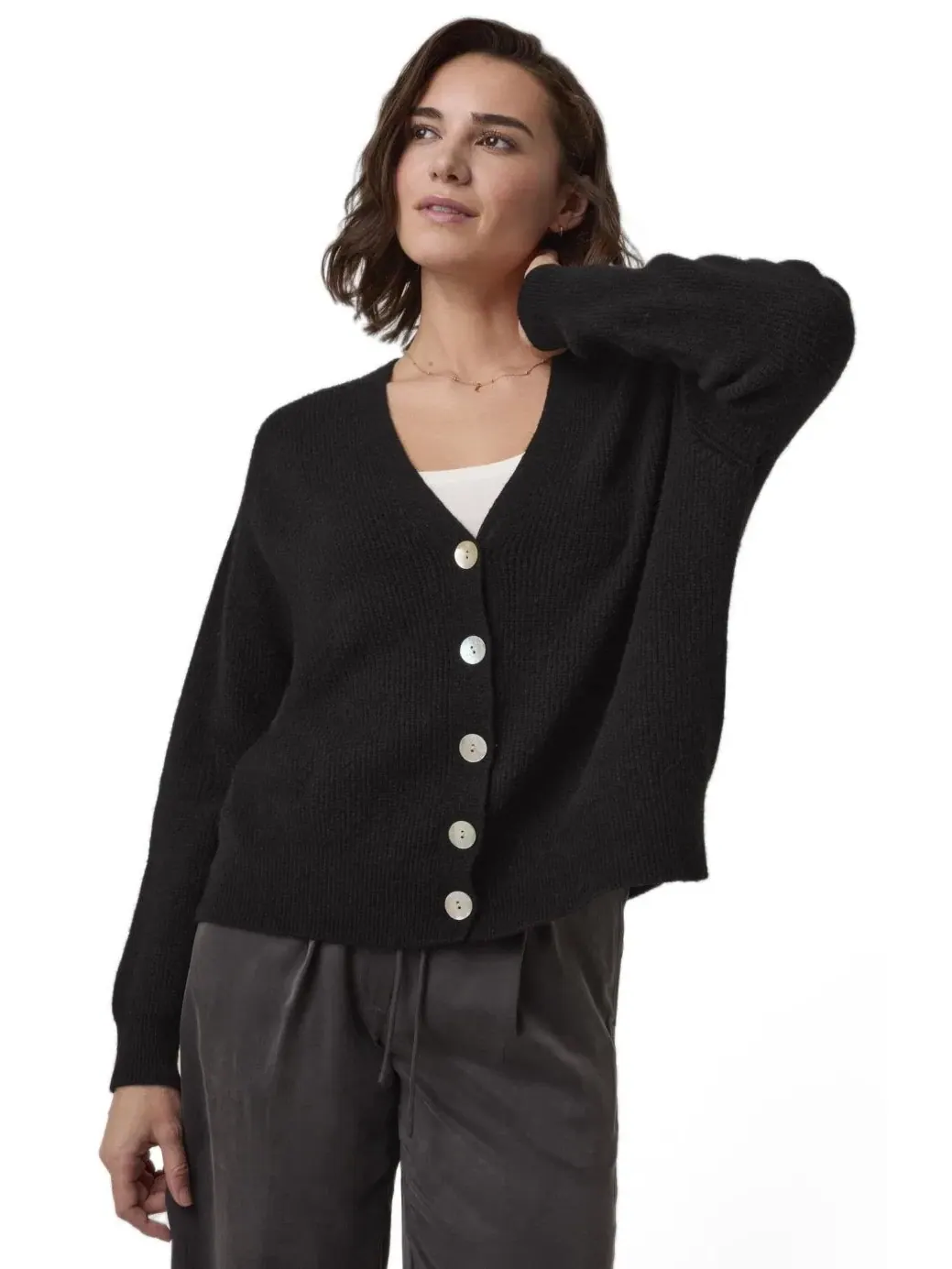Кардиган свободного кроя с v-образным вырезом, с длинным рукавом, Slouchy Ribbed V-Neck Celtic & Co. — изображение 3 из 7