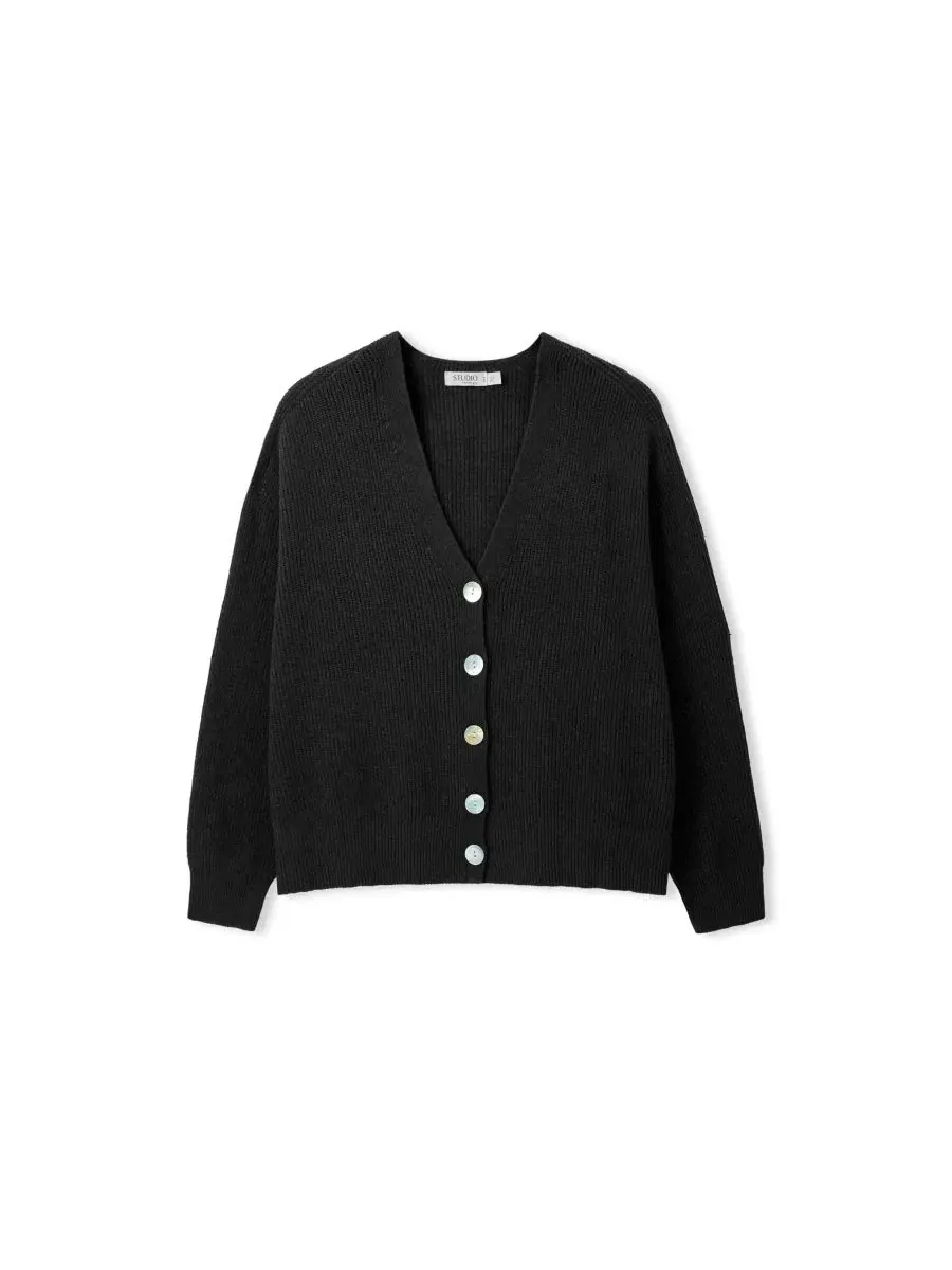Кардиган свободного кроя с v-образным вырезом, с длинным рукавом, Slouchy Ribbed V-Neck Celtic & Co. — изображение 7 из 7