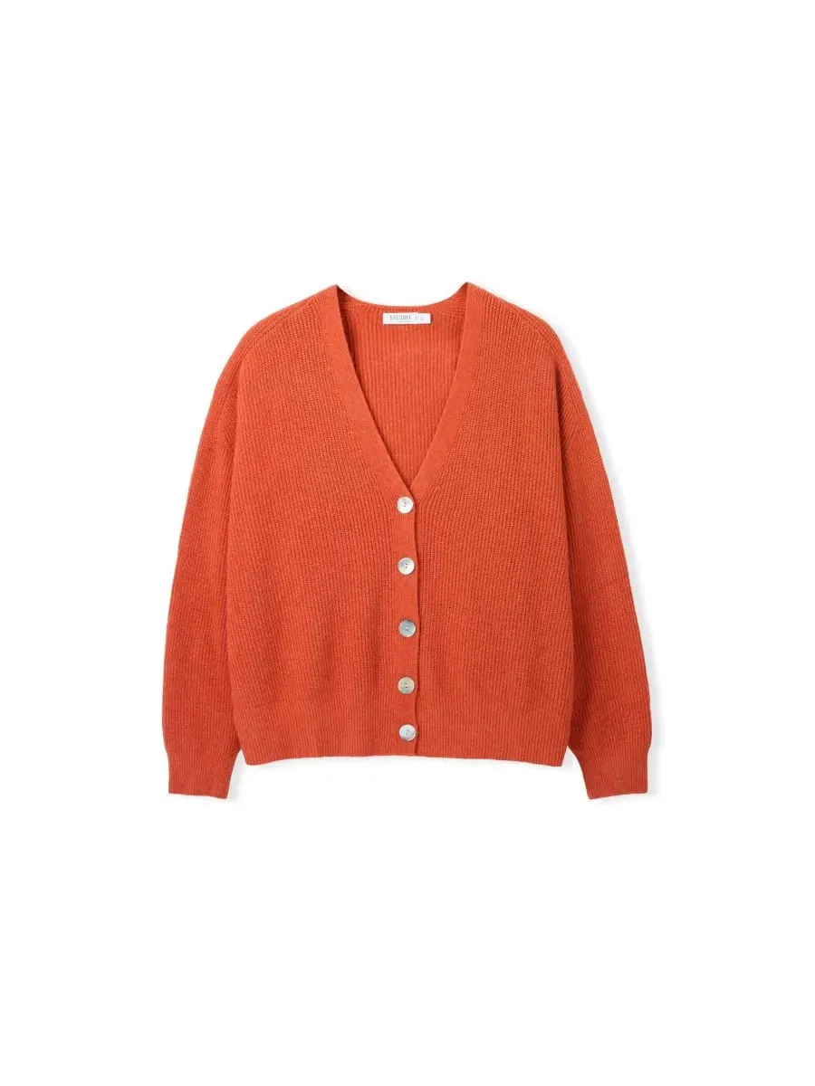 Кардиган свободного кроя с V-образным вырезом Slouchy Ribbed Celtic & Co. — изображение 7 из 7, оранжевый