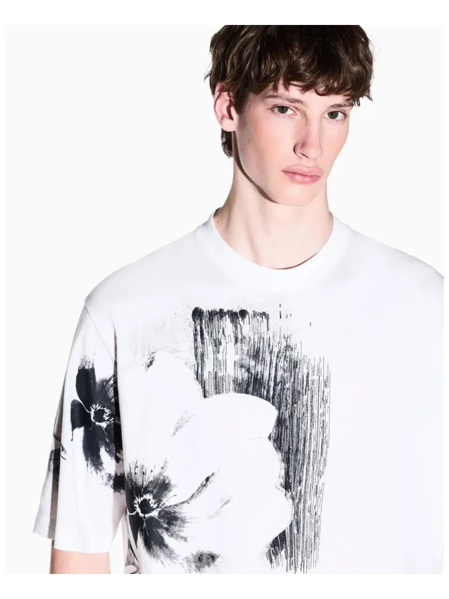 Футболка с принтом Exposed Flower A|X Armani Exchange — изображение 6 из 6, белый