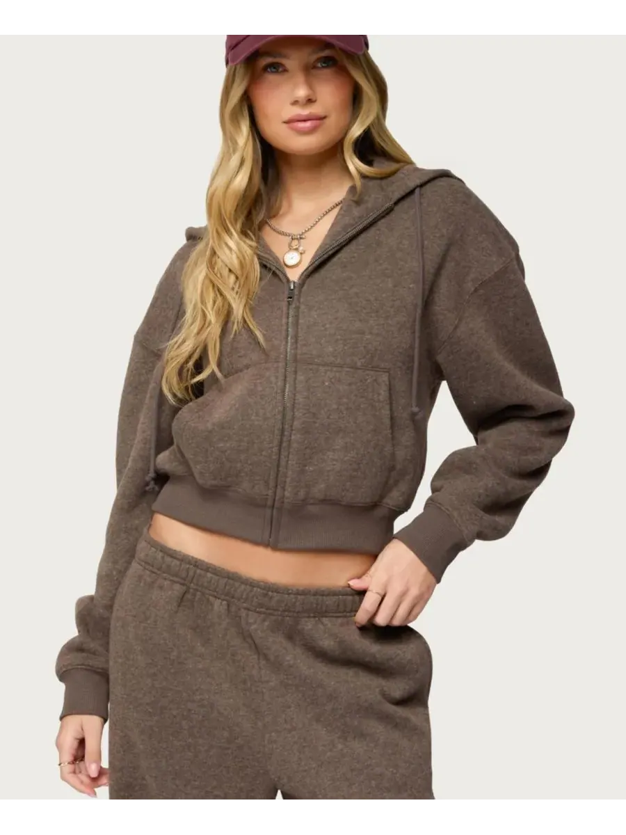 Женская толстовка Laulie с капюшоном на молнии Edikted — изображение 1 из 5, коричневый