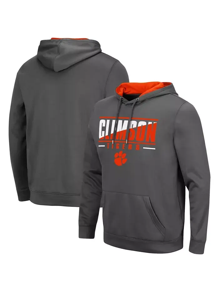 Мужская толстовка с капюшоном Clemson Tigers Slash Stack 2.0 Colosseum — изображение 1 из 3, темно-серый
