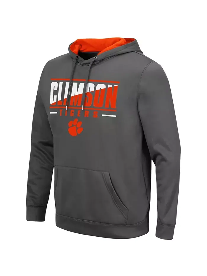 Мужская толстовка с капюшоном Clemson Tigers Slash Stack 2.0 Colosseum — изображение 2 из 3, темно-серый