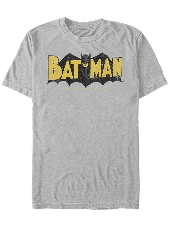 Мужская футболка с короткими рукавами и логотипом DC Batman Retro Bat Fifth Sun — изображение 1 из 2, серебристый