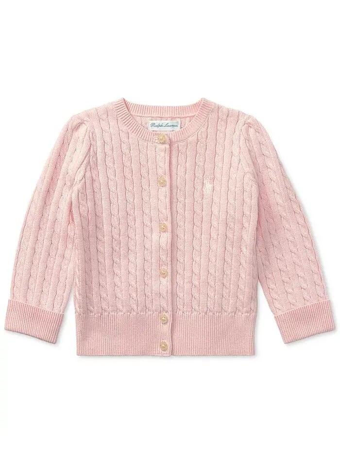 Хлопковый кардиган косой вязки для маленьких девочек Polo Ralph Lauren