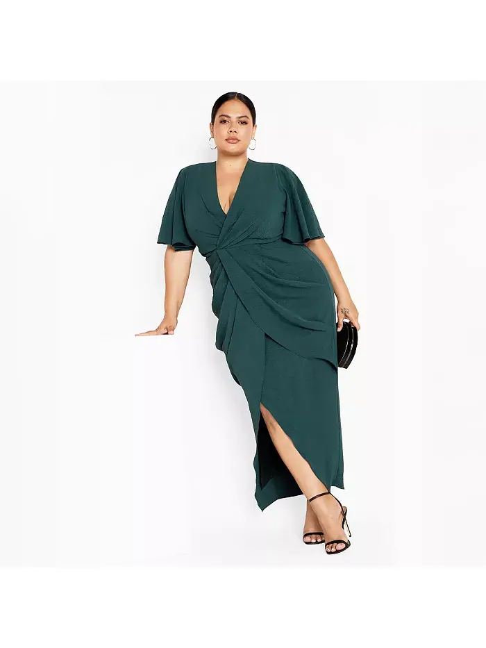 Платье макси Plus Size Braelynn CITY CHIC — изображение 1 из 4, изумруд