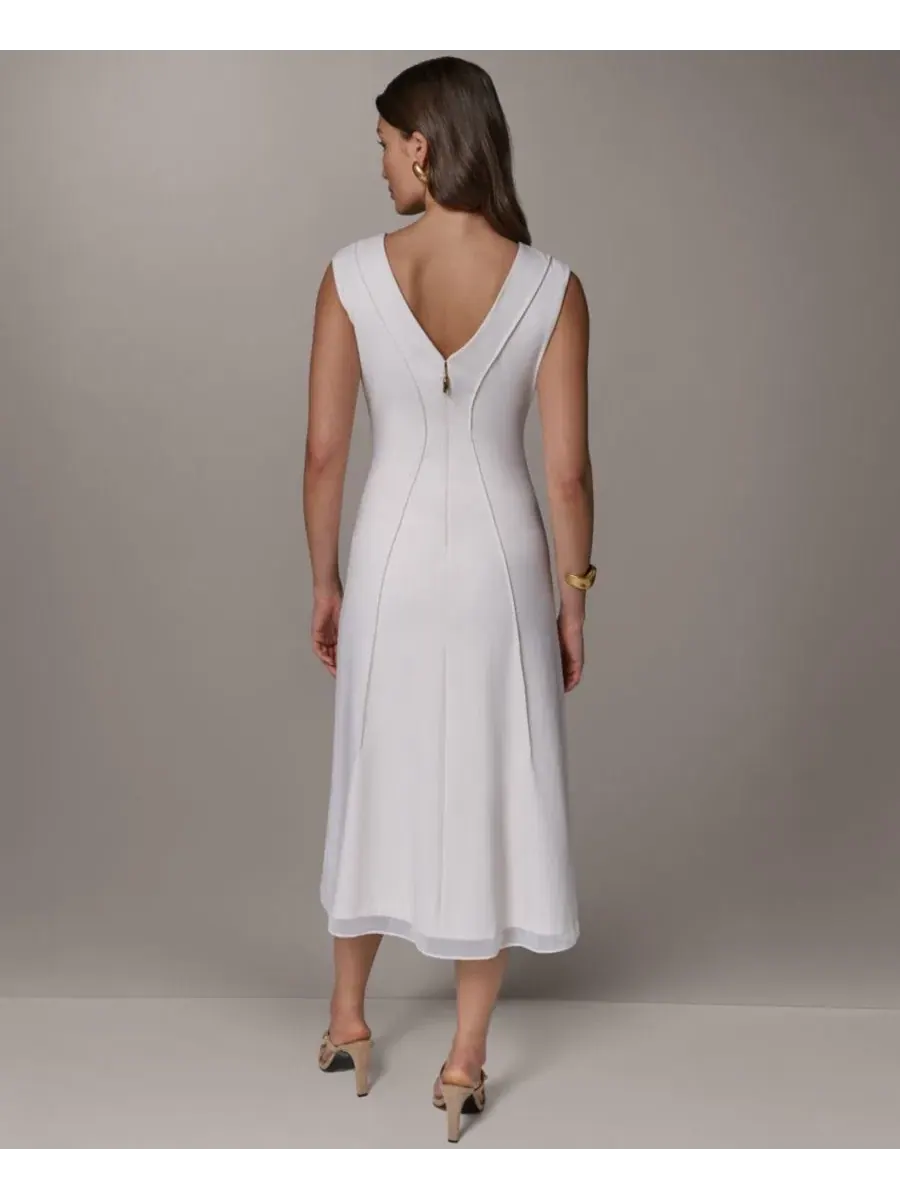 Платье миди без рукавов с V-образным вырезом Donna Karan New York — изображение 5 из 5, белый