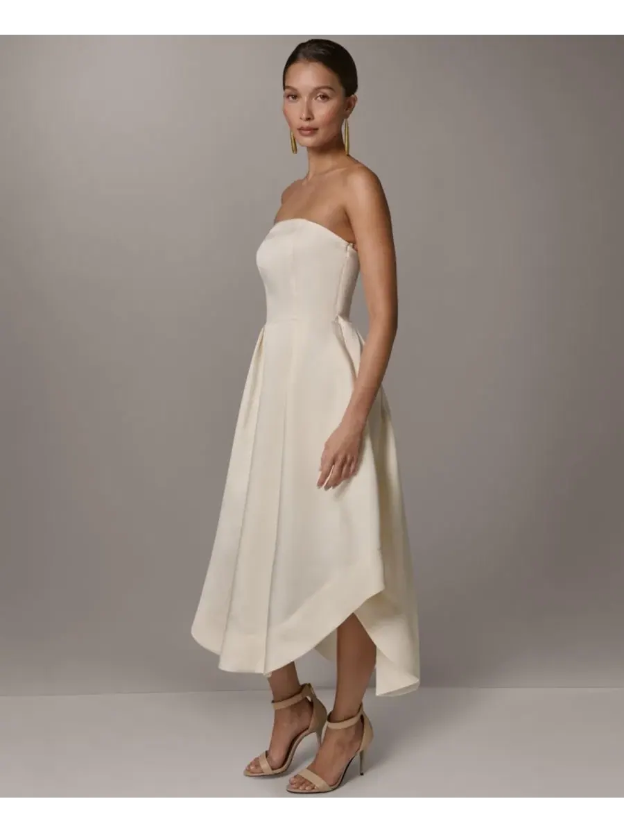 Платье-трапеция с запахом без рукавов Donna Karan New York — изображение 3 из 5, бежевый